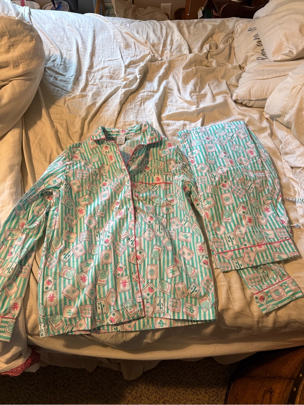 8 Oak Lane mint Mah Jong print Cotton Pajamas